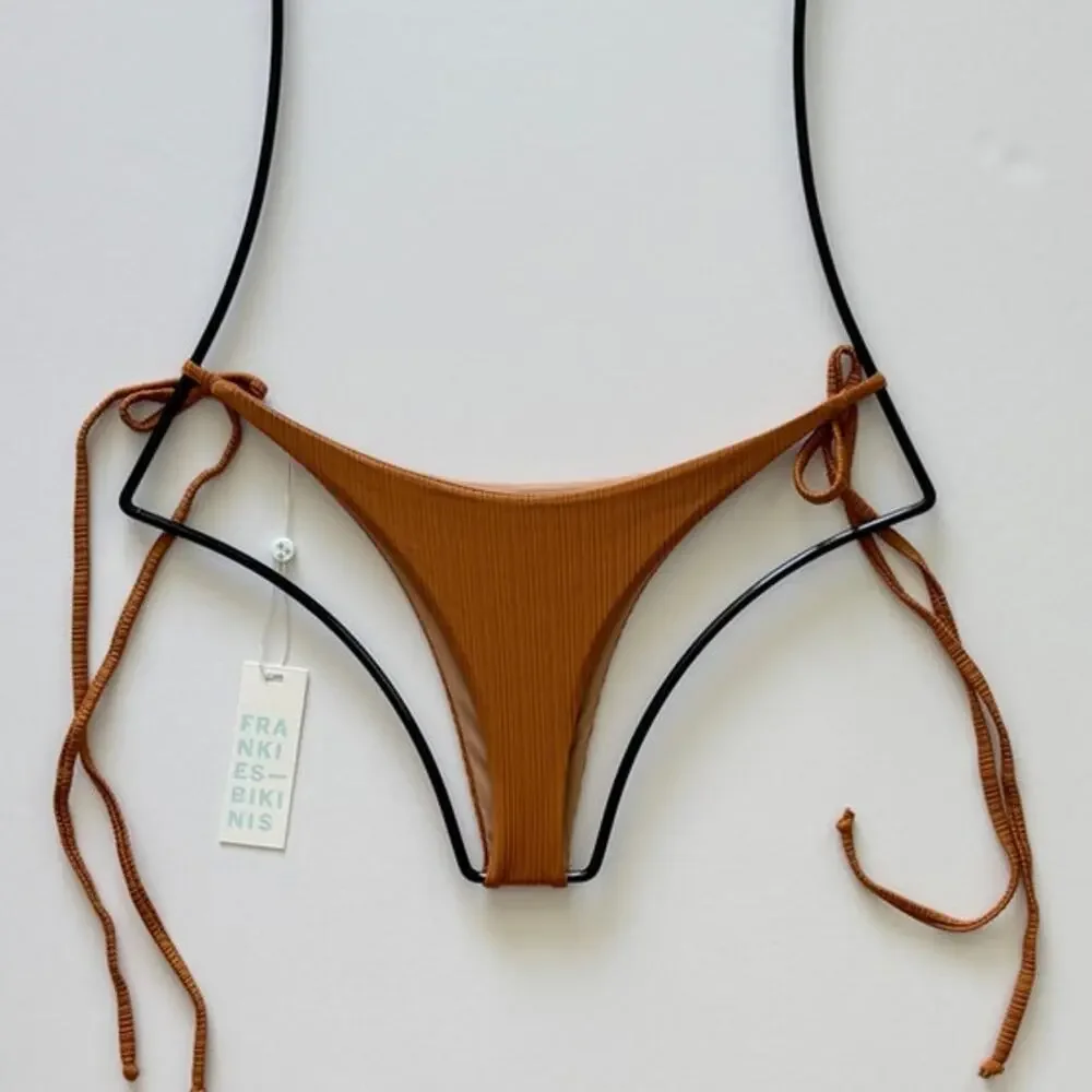 Frankie’s Bikinis x REVOLVE Sky Plissé Tie Bikini Bottom - Brown Sugar - L